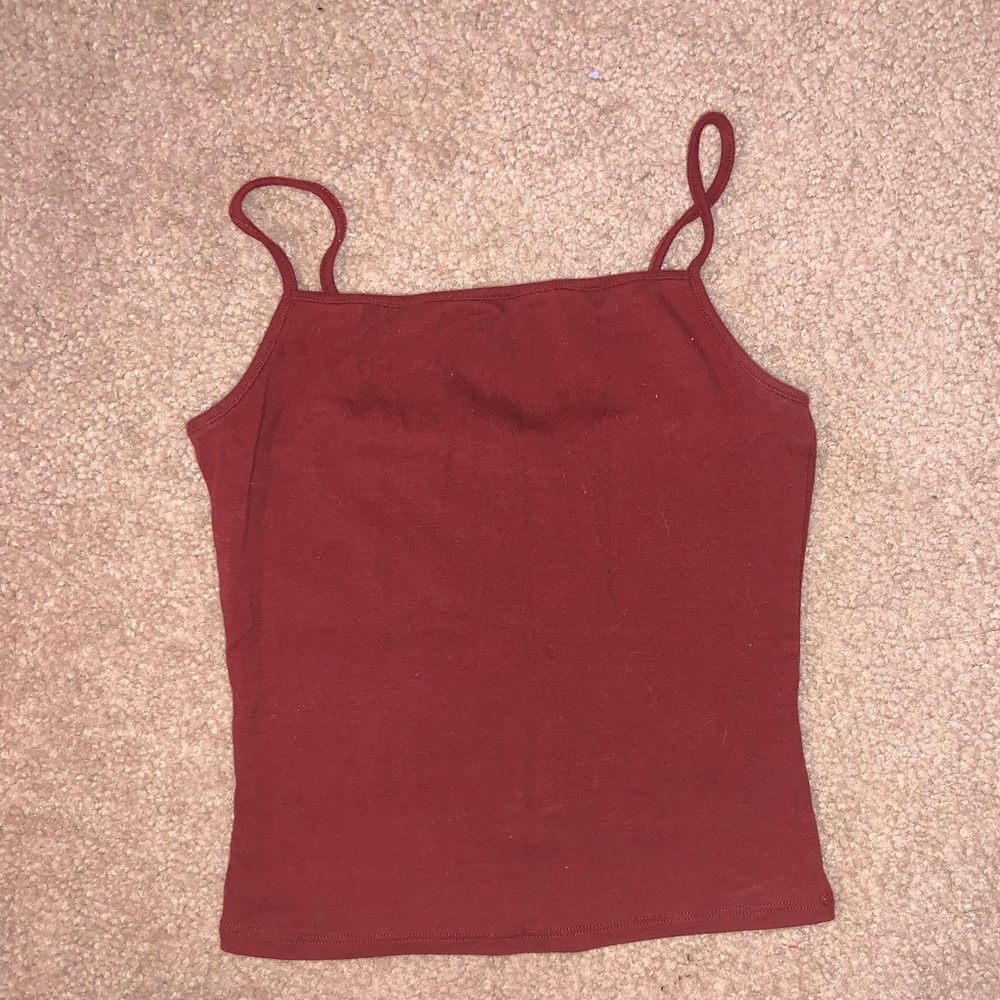 Garage medium burgundy square neck tank